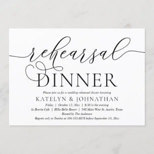 Modern Calligraphy, Wedding Rehearsal Dinner Invitation
