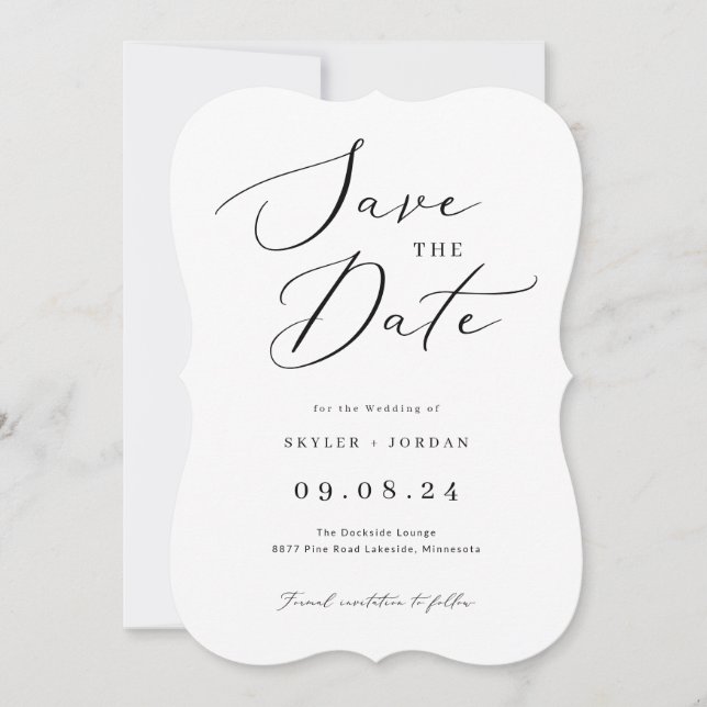 Modern Calligraphy Wedding Save the Dates (Front)