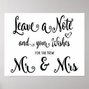 Modern Calligraphy Wedding sign leave a note print