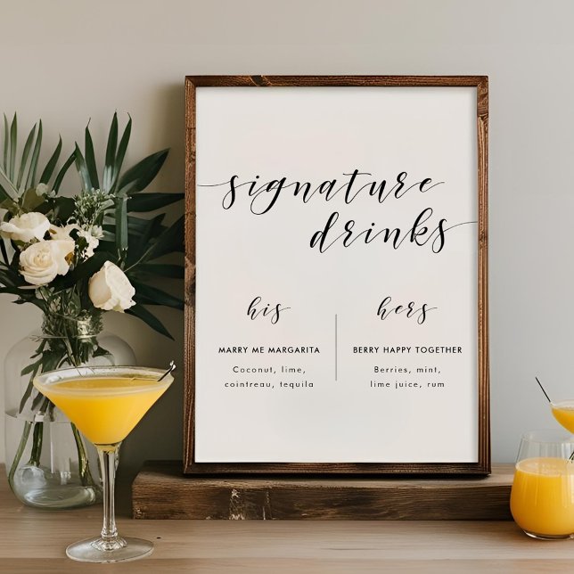 Modern Calligraphy Wedding Signature Drinks Sign (Creator Uploaded)