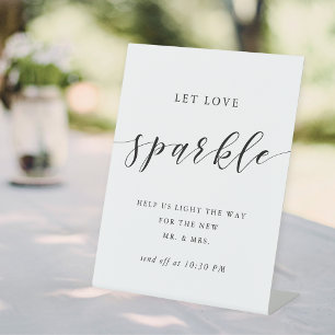 Modern Calligraphy Wedding Sparkler Send Off Pedestal Sign