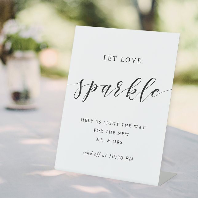 Modern Calligraphy Wedding Sparkler Send Off Pedestal Sign (Creator Uploaded)