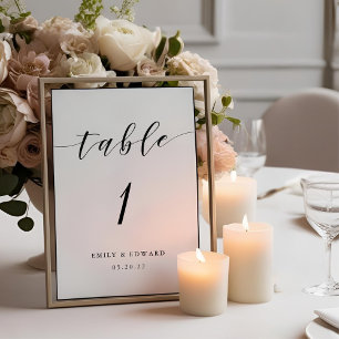Modern Calligraphy Wedding Table Number