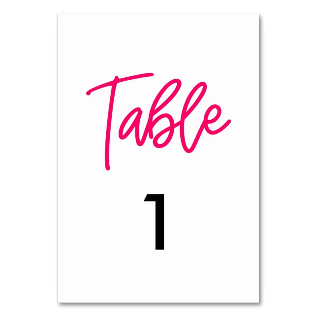 Modern calligraphy wedding table number (Front)