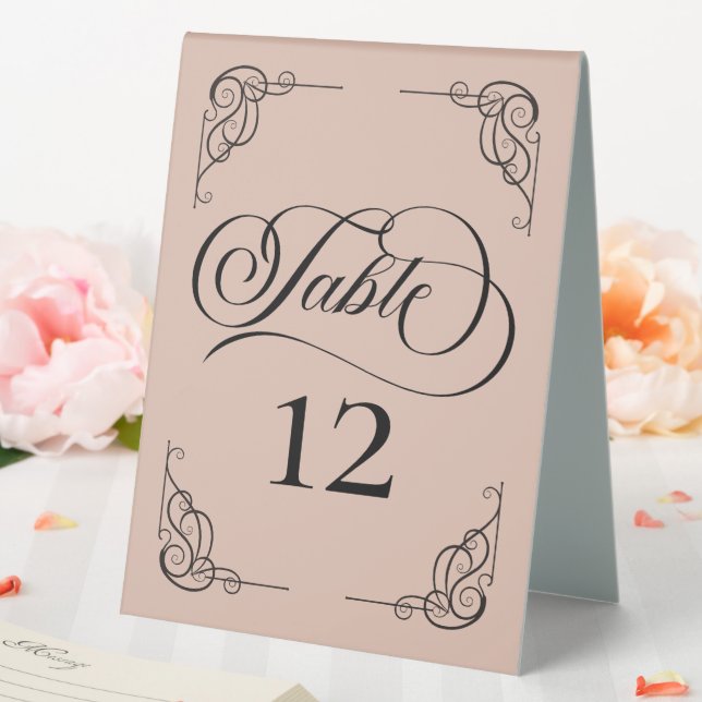 Modern Calligraphy Wedding Table Numbers Beige (In SItu (Wedding))