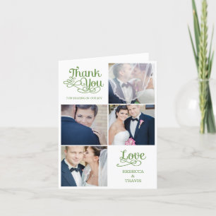 Modern Calligraphy Wedding Thank You Card Green