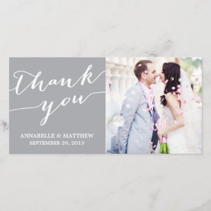 MODERN CALLIGRAPHY WEDDING THANK YOU PHOTO CARD