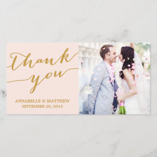 MODERN CALLIGRAPHY WEDDING THANK YOU PHOTO CARD
