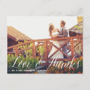 Modern Calligraphy Wedding Thank You Postcard