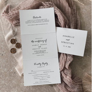 Modern Calligraphy Wedding Tri-Fold Invitation
