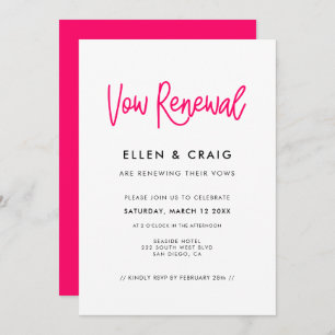 Modern calligraphy Wedding Vow renewal Invitation