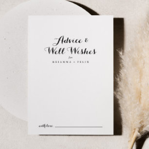 Modern Calligraphy Wedding Well Wishes Advice Card