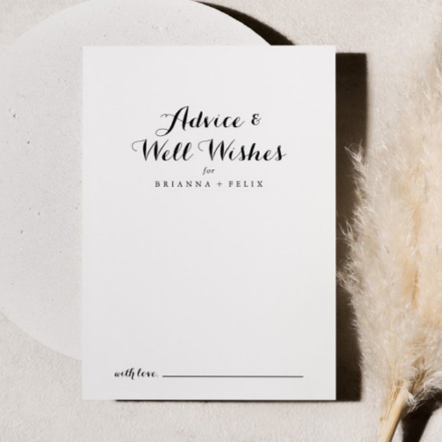 Modern Calligraphy Wedding Well Wishes Advice Card (Creator Uploaded)
