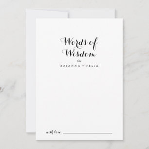 Modern Calligraphy Wedding Words of Wisdom Advice Card