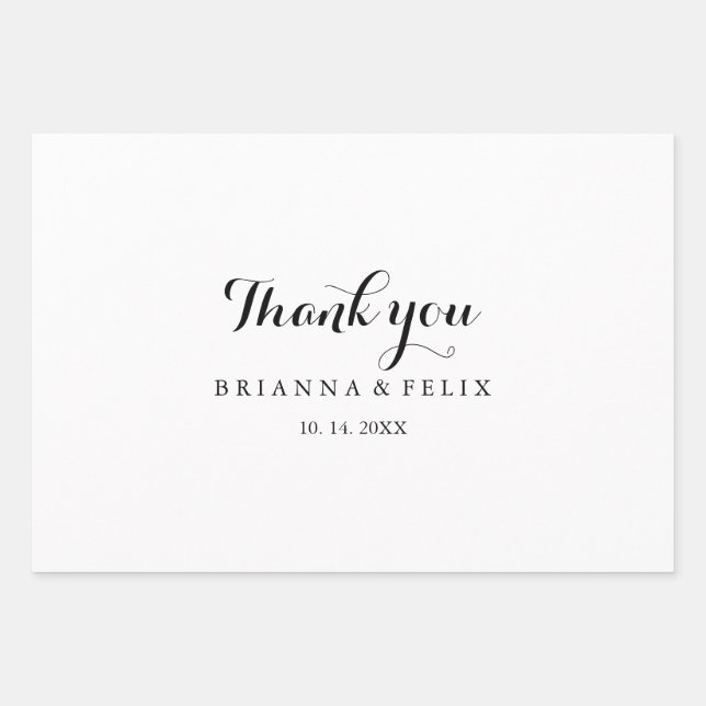 Modern Calligraphy Wedding Wrapping Paper Sheet (Front)