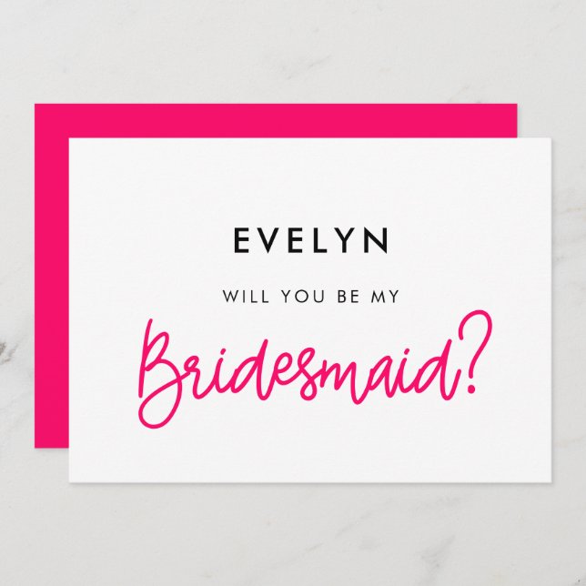 Modern calligraphy Will you be my bridesmaid card (Front/Back)