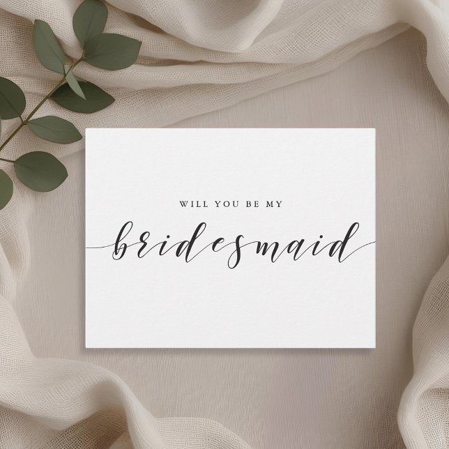 Modern Calligraphy Will You Be My Bridesmaid Invitation Postcard (Creator Uploaded)