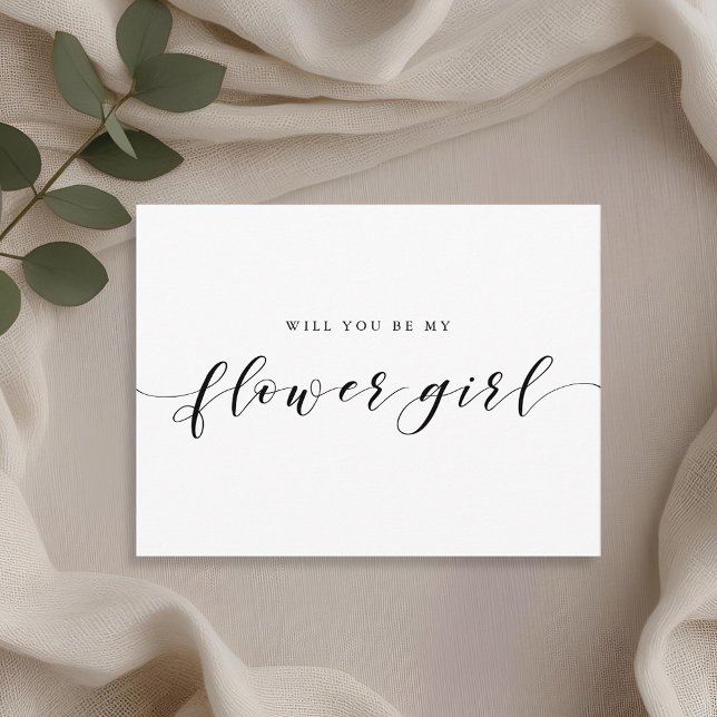 Modern Calligraphy Will You Be My Flower Girl Invitation Postcard (Creator Uploaded)