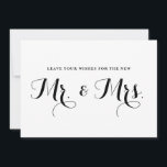 Modern Calligraphy Wishes for the new Mr. & Mrs. Advice Card<br><div class="desc">Fun and whimsical wedding flat card featuring black modern calligraphy. Similar items are available. Well Wishes for the new Mr. & Mrs.</div>