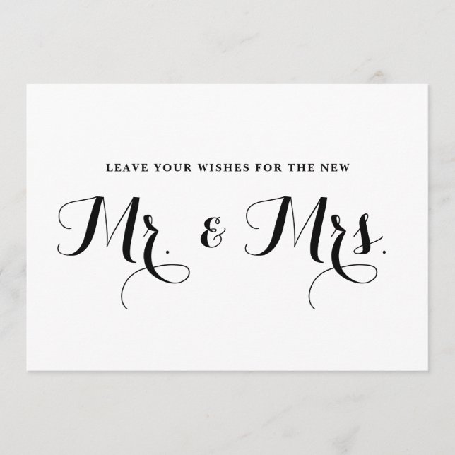 Modern Calligraphy Wishes for the new Mr. & Mrs. Advice Card (Front)