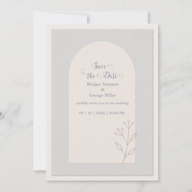 Modern calm Arch Botanical minimal Wedding  Invitation (Front)