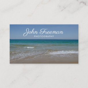 Modern Calm Beach Waves Photography Business Card