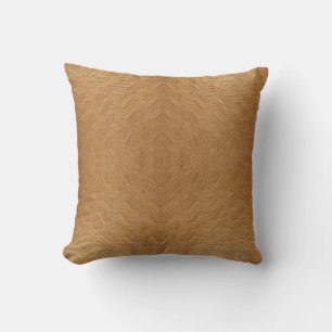Modern Camel Brown Wavy Ripples Abstract Textured Cushion