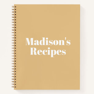 Modern camel custom name text elegant recipe book