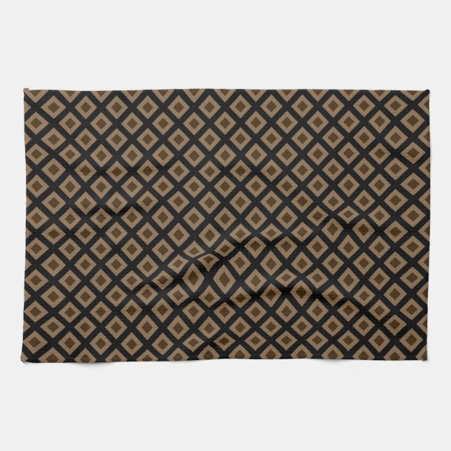 Modern Camel Diamond Pattern  Tea Towel (Horizontal)
