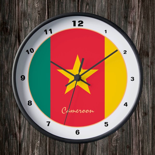 Modern Cameroon Flag, Cameroon Home / design Round Clock (Creator Uploaded)
