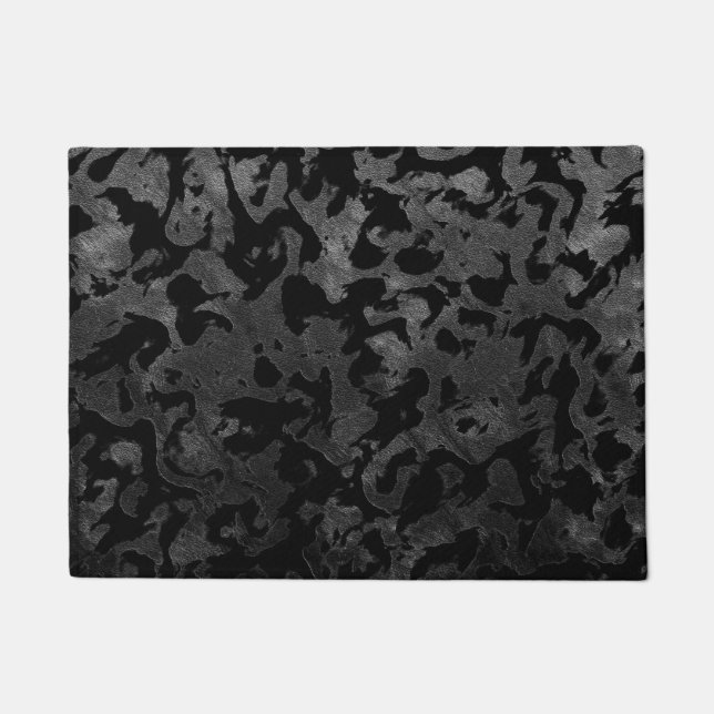 Modern Camo -Black and Dark Grey- camouflage Doormat (Front)