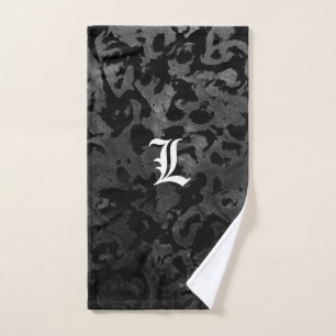 Modern Camo -Black and Dark Grey- camouflage Hand Towel
