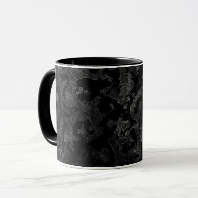 Modern Camo -Black and Dark Grey- camouflage Mug (Front Left)