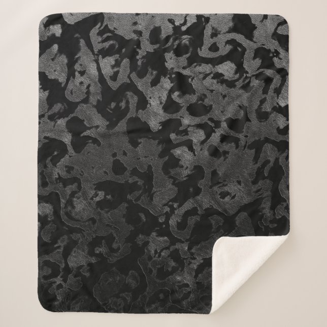 Modern Camo -Black and Dark Grey- camouflage Sherpa Blanket (Front)