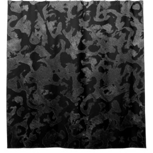 Modern Camo -Black and Dark Grey- camouflage Shower Curtain