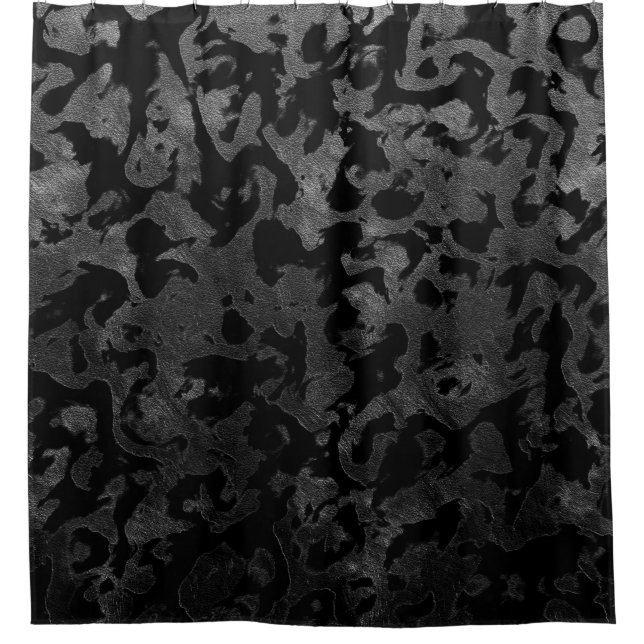 Modern Camo -Black and Dark Grey- camouflage Shower Curtain (Front)