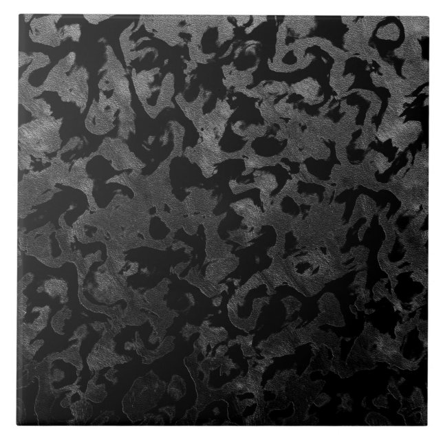 Modern Camo -Black and Dark Grey- camouflage Tile (Front)