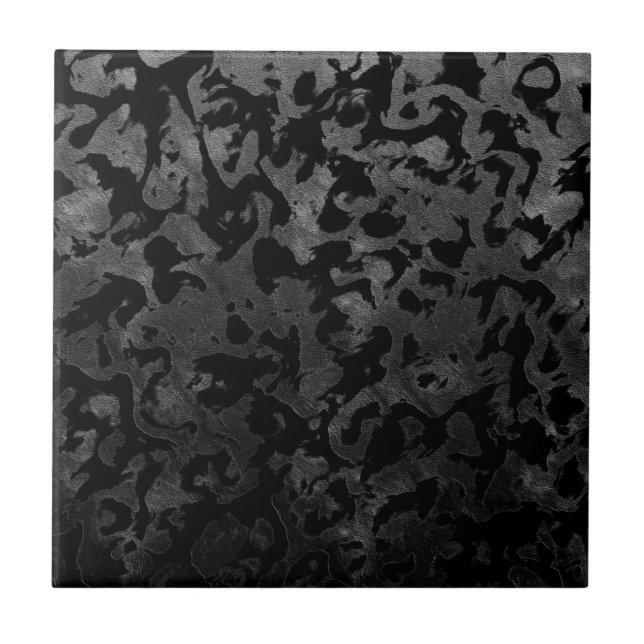 Modern Camo -Black and Dark Grey- camouflage Tile (Front)