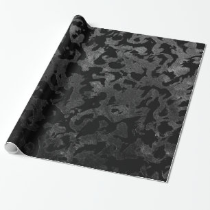 Modern Camo -Black and Dark Grey- camouflage Wrapping Paper