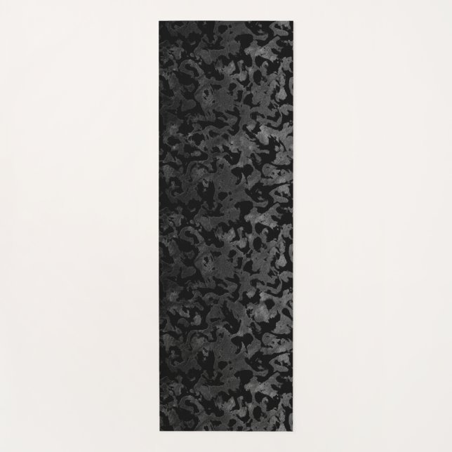 Modern Camo -Black and Dark Grey- camouflage Yoga Mat (Front)