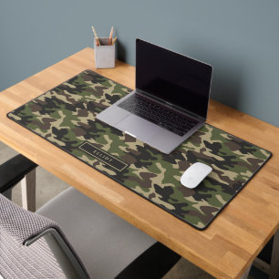 Modern Camouflage Pattern Kids Name  Desk Mat