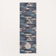 Modern Camouflage Teal Reversible Yoga Mat