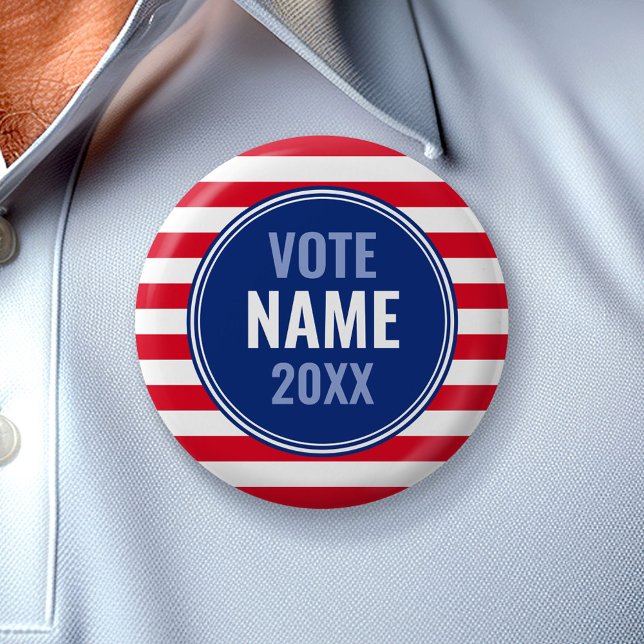 Modern Campaign Design - Preppy Stripes Red Blue 6 Cm Round Badge (Campaign Button)