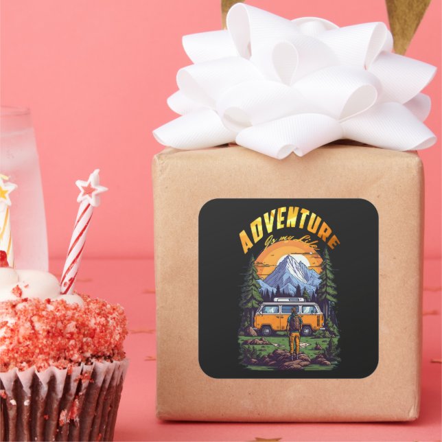 Modern Camping Adventure   Square Sticker (Party)