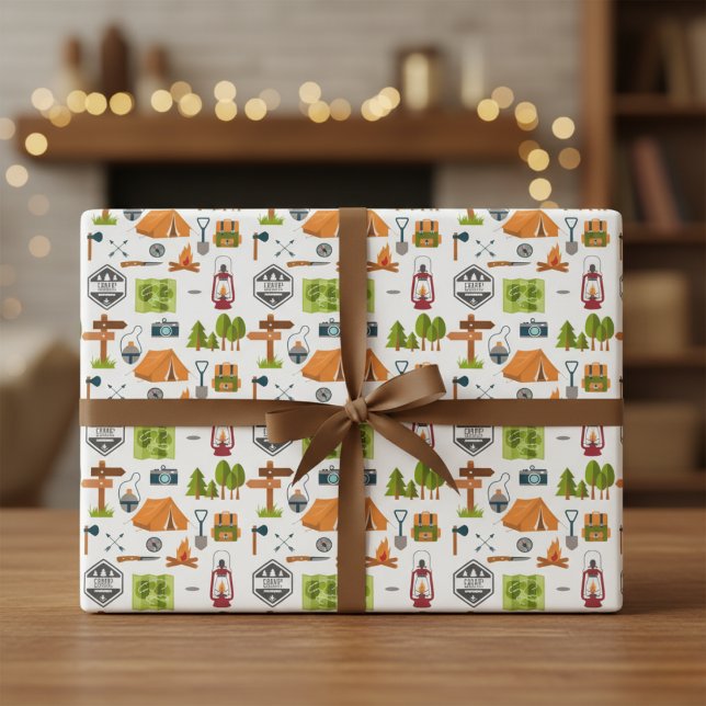  Modern Camping Icons Adventure Wrapping Paper (Modern Camping Icons Adventure Wrapping Paper)