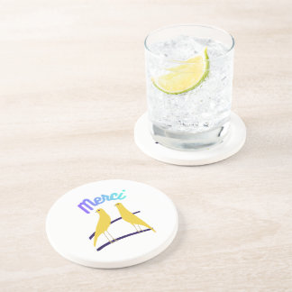 Modern Canary & "Merci" - Japandi Style Art Coaster