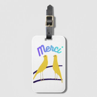 Modern Canary & "Merci" - Japandi Style Art Luggage Tag