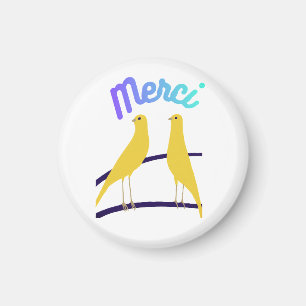 Modern Canary & "Merci" - Japandi Style Art Magnet