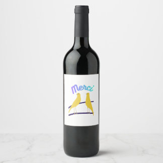 Modern Canary & "Merci" - Japandi Style Art Wine Label