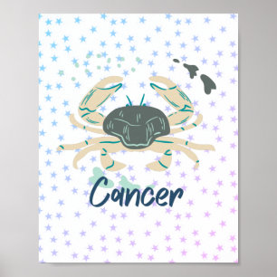 Modern Cancer Crab Zodiac  Poster